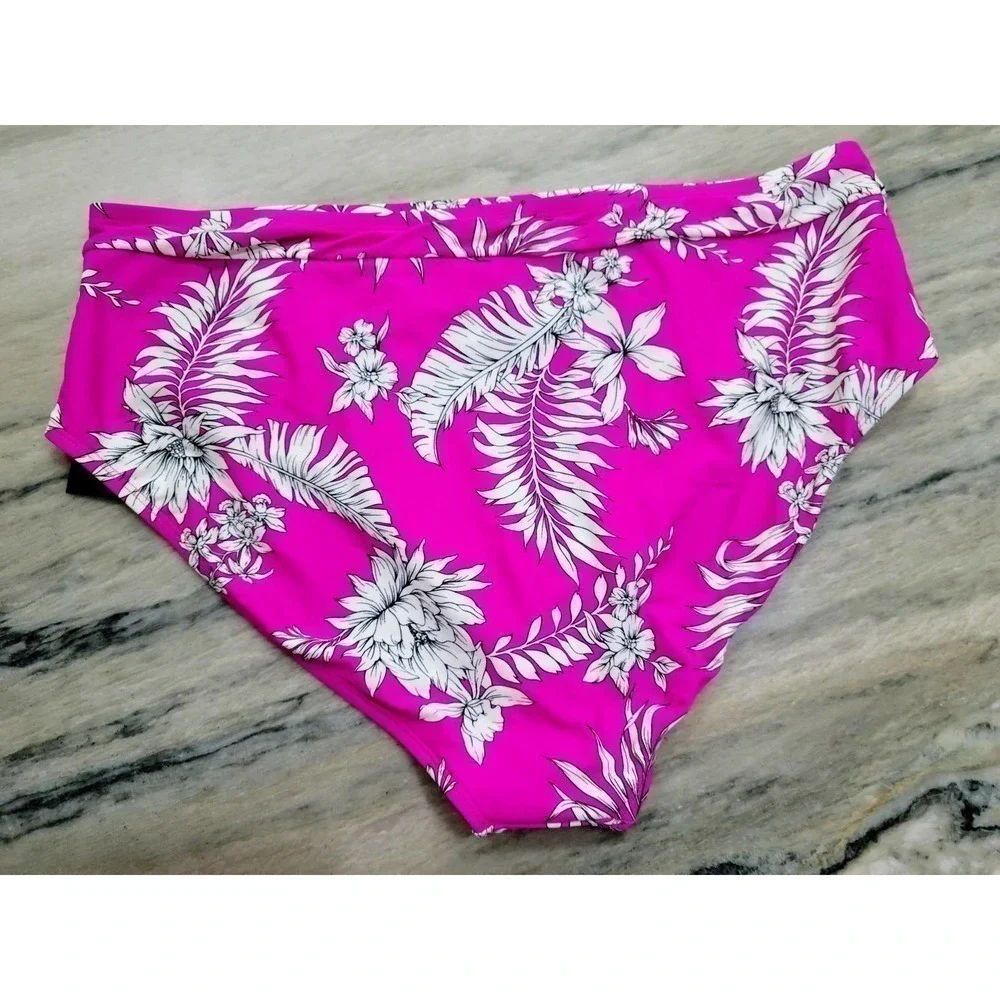 California Waves Bikini Bottoms Tropical High Waisted Size 20 22